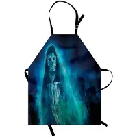 Abakuhaus Halloween kookschort, Gothic Geest, in hoogte verstelbaar, heldere kleuren die niet vervagen, blauw