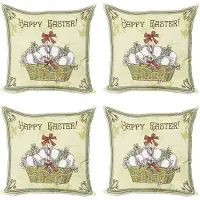 Abakuhaus Paas kussenhoes-set – 4x45x45 cm – Vintage Groen/Wit