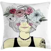 Abakuhaus – Decoratieve kussenhoes – Bleekgeel multicolor 40x40 cm – Bedrukt aan beide kanten, rits