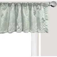 Abakuhaus Botanische raamvalance, gordijnvalance voor keuken en slaapkamer met tunnelzoom, 137 cm x 45 cm, licht saliegroen wit