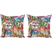Abakuhaus Urban Graffiti Kussenhoes Set (2 stuks), Blockbuster Keywords, 40 cm, veelkleurig