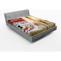 Abakuhaus Zombie Hoeslaken, Dead Man Walking, Zachte Decoratieve stof met Elastische Band, 160 x 200 cm, Taupe Rood