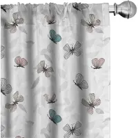 Abakuhaus Natur – Gordijnen 2-delige set 75x245 cm – Microvezel, halverduisterend, Wit, Poederblauw