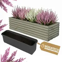BOGATECO Houten Bloembak 44x20 cm met Binnenpot, Tuinbak, Balkonbak, Terrasbak, Bloempot met Inzet, Kruidenpot voor Thuis, Donkergroen