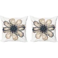Abakuhaus Bloemenkussenhoes Set – 2x60x60 cm – Dubbelzijdig bedrukt microvezel – Kakao/Zwart