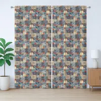 Abakuhaus Marokkaans rustiek gordijn, Tunesisch, met lussen en haken voor de woonkamer, 280 x 175 cm, donkeroranje blauwgrijs