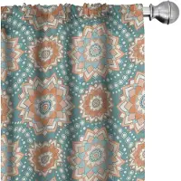 Abakuhaus Lotus – Gordijnen – Geometrische mandala – 2x75x225 cm microvezel Lichtblauw Beige Perzik