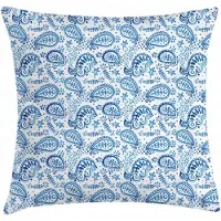 Abakuhaus Paisley Kussenhoes – Ikat Aquarel – Wasbaar, Rits – 50x50 cm – Wit/Blauw