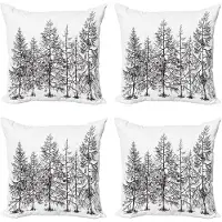 Abakuhaus Winter Kussenhoes – Set 4x60x60 cm – Zwart/Wit – Dubbelzijdig