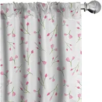 Abakuhaus – Bloemen Gordijnen 2×75×245 cm – microfaser – Lichtroze/Groen