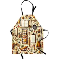Abakuhaus kookthema kookschort, hoofdchef-voedingskeuken, unisex keukenslabbetje met verstelbare hals voor koken en tuinieren, crème-oranje