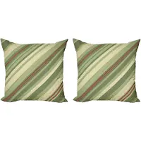 Abakuhaus Dekokussenhoes 2x50x50 – Diagonale Strepen – Crème Groen Rood