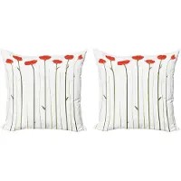 Abakuhaus Bloemenkussenhoes – 2x40x40 cm – dubbelzijdig, microvezel, vermiljoen en groen