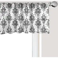 Abakuhaus Damast raamvalletje, gordijnvalletje voor keuken en slaapkamer met tunnelzoom, 137 cm x 30 cm, zwart-wit