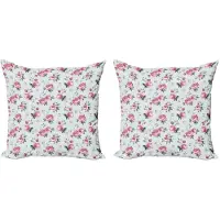 Abakuhaus Kussenhoes Shabby Flora – 2x45x45 cm – Mandelgroen Bleekroze