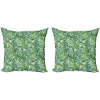 Abakuhaus Blad kussenhoesenset – 2x45 cm – Groen en Wit – Omkeerbaar