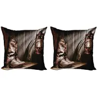 Abakuhaus Western kussenhoes-set – 2x40x40 cm – dubbelzijdig bedrukt – microvezel bruin
