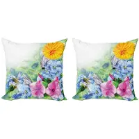 Abakuhaus Aquarel-bloemen kussenhoes set – 2x40x40 cm – dubbelzijdig bedrukt – multicolor