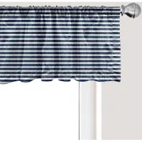 Abakuhaus Blauw-witte raamvalletje met touwstreepmotief, gordijnvalletje voor keuken en slaapkamer met tunnelzoom, 137 cm x 45 cm, blauw en wit