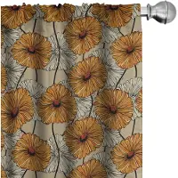 Abakuhaus – Bloemen gordijnen – 2-delig paneel 75x225 cm – barnsteen/grijs/geel