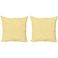 Abakuhaus Griekse Sleutel Kussenhoes Set – 2x50x50 cm – Geel/Wit – Dubbelzijdig digitaal drukwerk