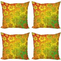 Abakuhaus Rasta Kussenhoes Set – 4x 40x40 cm – Dubbelzijdig bedrukt – Mikrofaser Groen/Marigold