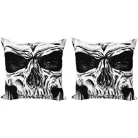 Abakuhaus Schedel decoratiekussen kussenhoes 2-delige set – Gothic zwart-wit 45x45 cm