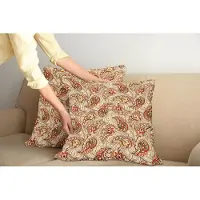 Abakuhaus Fallen kussensloopset (2 stuks), bladeren, 40 cm, roodbeige