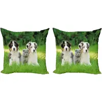 Abakuhaus Hondendekokussenhoes – 2-delig – 40x40 cm – crème groen grijs