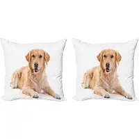 Abakuhaus Golden Retriever kussensloopset (2 stuks), jonge puppy's, 40 cm, zandkleur, bruin, wit
