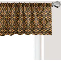 Abakuhaus Retro Raamvalletje, Gordijnvalletje voor Keuken en Slaapkamer met Tunnelzoom, 137 cm x 30 cm, Donker Taupe en Goudgeel