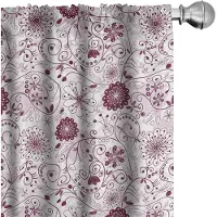 Abakuhaus Bloemen Voorhangen – 2x75x175 cm – microvezel – Halfdonker – Maroon Roze