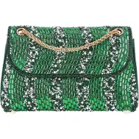 Faina Schoudertas groen / parelwit
