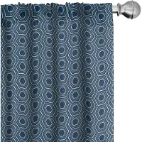 Abakuhaus Geometrische Gordijnen – hexagonpatroon, 2x75x245 cm, nachtblauw & eierschaal