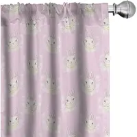 Abakuhaus paashaas gordijnen – 2x75x175 cm – microvezel – roze en champagne
