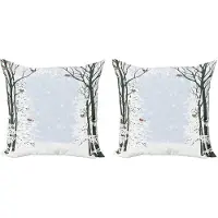 Abakuhaus Winter Kussenhoes Set – 2x40x40 cm – Dubbelzijdig bedrukt – Zwart Grijs Wit