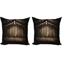 Abakuhaus – Moderne kussenhoesenset – 2x45x45 cm – Donkerbruin – Dubbelzijdige bedrukking