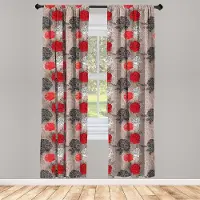 Abakuhaus Rood-zwart raamgordijnen – 2-delig set 75x175 cm – Microvezel, gedeeltelijk verduisterend