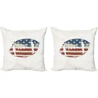 Abakuhaus Sport kussensloopset (2 stuks), Amerikaanse vlag, voetbal, 40 cm, crème, blauw, rood