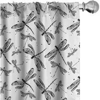 Abakuhaus Libelle Gordijnen – 2x75x245 cm – microvezel, halfdonker, antraciet/wit