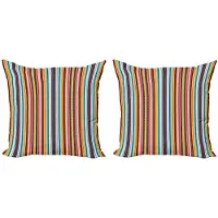 Abakuhaus Kussenhoes Set – 2x 40x40 cm – Dubbelzijdig bedrukt – Multicolor Strepen