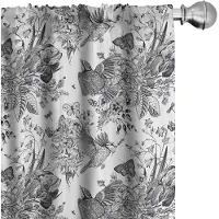 Abakuhaus Gordijnen – 2x75x225 cm, Antraciet/Wit, Microvezel