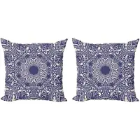 Abakuhaus Krullende bladeren kussenhoes – Dubbelzijdige print – Blauw/Crème
