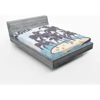 Abakuhaus Vintage strand hoeslaken, Hawaiiaanse eilanden, zachte decoratieve stof met elastische band, 140 x 200 cm, lichtblauwpaars