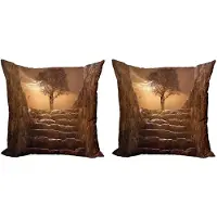 Abakuhaus Boom kussenhoezen set – 2x50x50 cm – Dubbelzijdig bedrukt – microvezel bruin