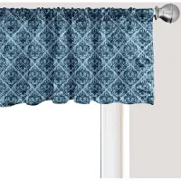 Abakuhaus Damast raamvalletje, gordijnvalletje voor keuken en slaapkamer met tunnelzoom, 137 cm x 45 cm, donkerpaarsblauw