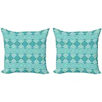Abakuhaus Teal Beige Kussenhoezen Set – 2x50x50 cm – Dubbelzijdige bedrukking – Rits