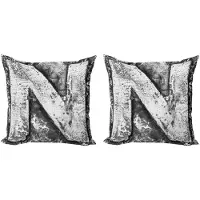Abakuhaus – Letter N kussenhoes set – 2x45x45 cm – Grijs – Dubbelzijdig bedrukt