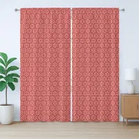 Abakuhaus Rustiek rastergordijn, complex geometrisch ornament, met lussen en haken voor de woonkamer, 280 x 175 cm, vermiljoen en wit