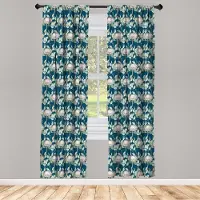 Abakuhaus Voorhangen – 2x75x175 cm – Protea Bloemen – Mikrofaser Rose/Nachtblau